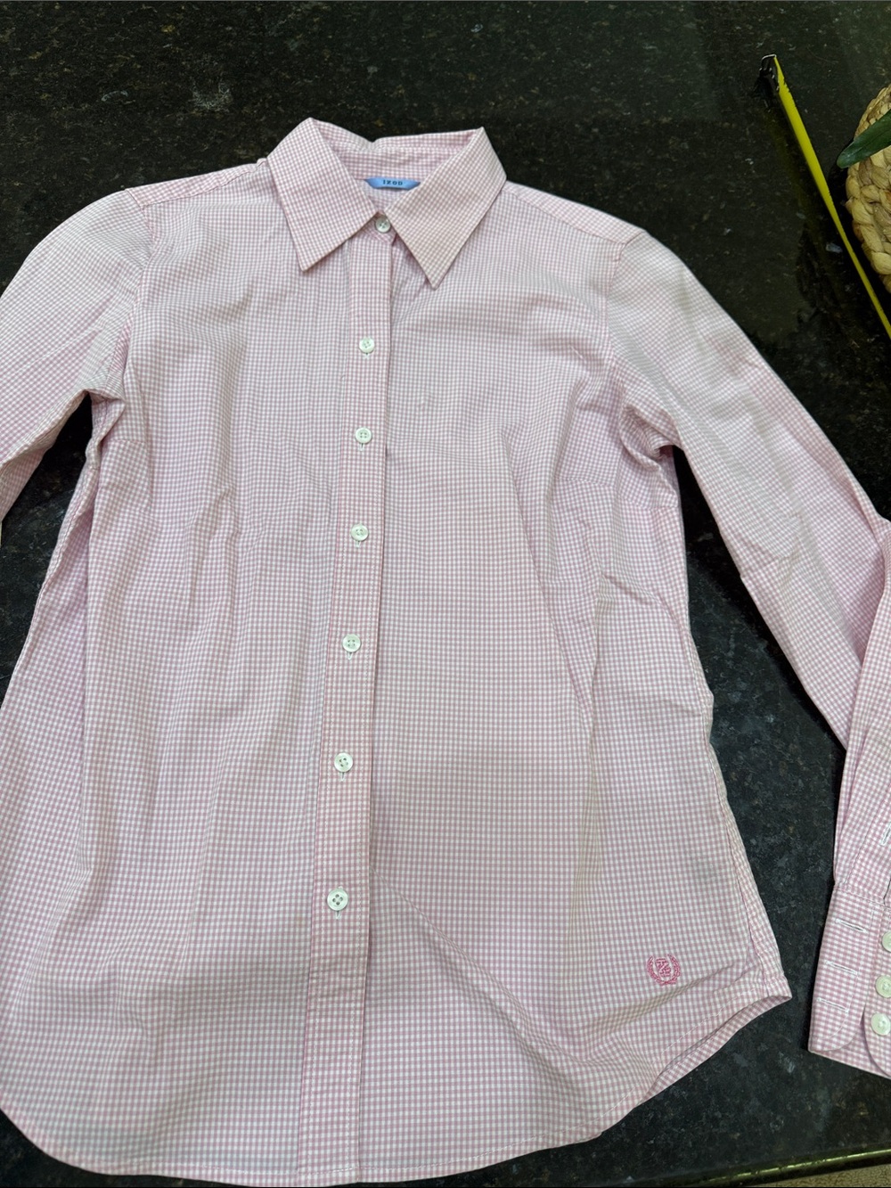 Izod Women’s Pink Micro-Check Dress Shirt